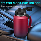 40 oz Insulated Water-Bottle that fits in Cup Holder - Straw & Chug Lid, Cold 48h/Hot 24h, Travel Coffee Tumblers with Handle & Strap Carrier Bag & Protective Boot, Leak Proof Metal Flask Cup