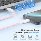 20W USB C Fast Charging for iPhone 17 Air/16/15 Pro Max,3Pack Colorful Mixed Charger Block with Braided Long USB C to C Cables (6/6/10ft) Compatible with iPhone16/15 Pro/15 Plus/iPad Pro