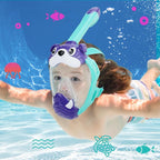 Full Face Snorkel Mask for Kids 4-16, 180 Degree Panoramic View Snorkeling Set Anti-Fog Anti-Leak, Foldable Dry Top Snorkeling Gear for Kids