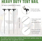 Shimeyao 10" Tent Stakes Camping Heavy Duty Stakes Bulk Metal Ground Pegs Camping Spikes Galvanized for Outdoor Pitching Canopy
