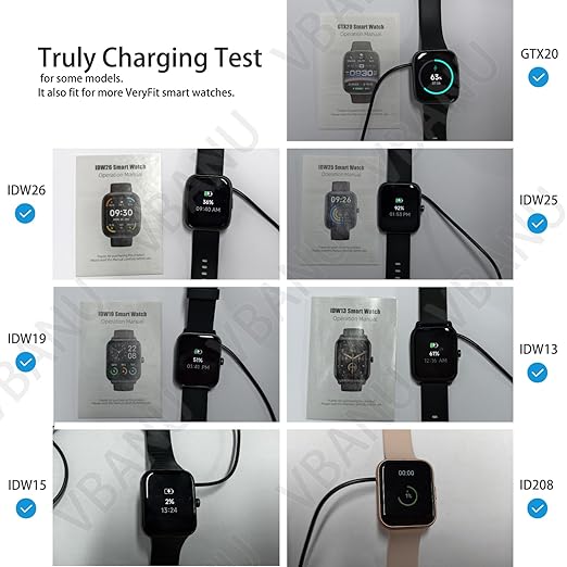 VeryFit Smartwatch Charger, Fit for ID208, GTX20, IDW13/15/16/17, IDW19/20/25/26/28 and More, Replacement Magnetic USB Cable for Fast and Easy Charging, 3.3 ft, (ID-Cable)