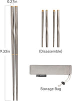 Titanium Chopsticks , Foldable Lightweight Reusable Camping Cutlery, Utensils for Camping Backpacking Hiking Home, with Storage Bag, 2 Pairs
