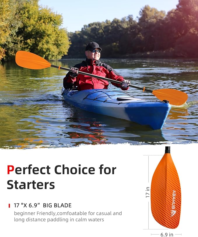 Abahub Adjustable Kayak Paddle 210-230 cm/ 230-250 cm Floating Kayaking Oars Boating Oars Canoeing Oars Black