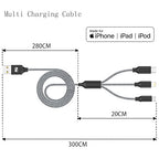 Multi Charging Cable 2ft 2Pack 3 in 1 Charger Cord, Short Multiple Rapid Nylon Braided Cable USB Charging Cable Multi Phone Charger Cord with Type C Micro Lightning USB Connectors for Cell Phones