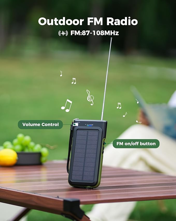 GOODaaa Solar Power Bank, 45800mAh Wireless Portable Charger Built-in Cables,15W Fast Charging Solar Charger, USB C in&Out and USB A Battery Pack for Outdoor with Radio,Flashlight