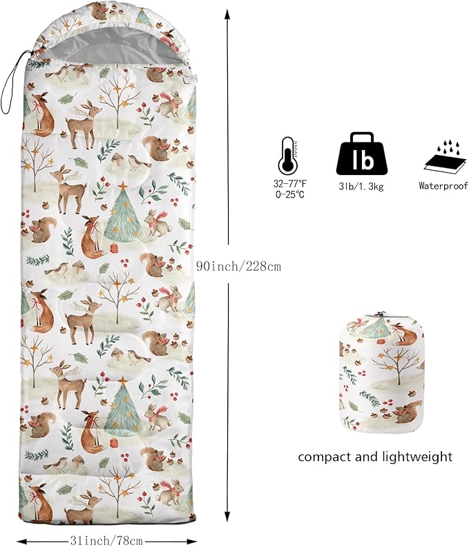 QOOMO Camping Sleeping Bags,3 Season Warm & Cool Weather,Lightweight,Waterproof Sleeping Bags for Adults & Kids,Traveling,and Outdoors,Camping Gear Equipment