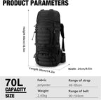 Mardingtop 70L Internal Frame Backpack for Camping,Hiking,Travel,Tactical Backpack with Rain Cover