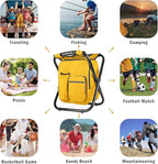 Kikerike Backpack Stool Cooler Chair Heavy Duty 400 LBS Max Load Portable Lightweight Stool Backpack Folding Fishing Cooler Seat for Camping Hunting Fishing - Yellow