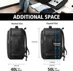 Travel Backpack, Extra Large 50L Flight Approved Carry on Backpack, Expandable Waterproof Business Suitcase Daypack Big Bag Fits 18.4 Inch Laptop, Black