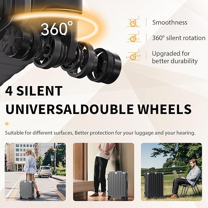 Krute Luggage 24 Inch Aluminum Frame Zipperless Suitcase with Spinner Wheels Checked Luggage PC+ABS Lightweight Hardshell