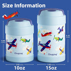 15 oz Soup Thermo for Hot Food Kids Insulated Food Jar with Spoon, Lunch Thermo Container, Width Mouth Vacuum Stainless Steel Food Thermo for School Travel, Leakproof, Easy to Open(Blue)