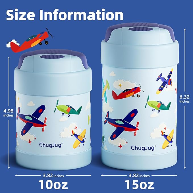 15 oz Soup Thermo for Hot Food Kids Insulated Food Jar with Spoon, Lunch Thermo Container, Width Mouth Vacuum Stainless Steel Food Thermo for School Travel, Leakproof, Easy to Open(Blue)