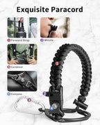 Trebo Water Bottle 87 oz with Paracord Handle, Double Wall Vacuum Stainless Steel Insulated Water Jug (Keep Cold 48hrs),Leakproof Flask For Hot Drinks with Straw Spout Lids, Black