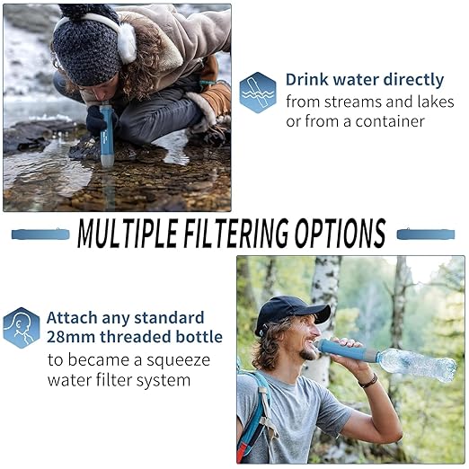 5 Pack Personal Water Filter Straw for Drinking Survival, 0.1-Micron Portable Water Purifier Straw Filters for Camping, Hiking, Travel, Backpacking & Emergency Preparedness