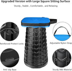 Portable Collapsible Stool Set - Heavy Duty Square Foldable Stool + Thick Seat Cushion - 550lbs Load Capacity for Camping Travel Picnic Gardening (Blue/Black)