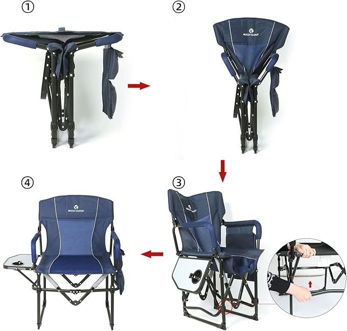 ROCK CLOUD Folding Camping Chair with Storage Pocket and Side Table Compact Portable Camp Chairs Outdoor for Camp Lawn Hiking Fishing Sports