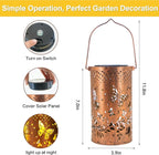 4 Pack Butterfly Birthday Gifts for Women Mom Grandma Solar Lanterns Outdoor Waterproof Garden Decor Metal Hanging LED Decorative Light for Patio Yard Lawn Backyard Front Porch Gardening Gifts