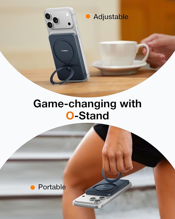 TORRAS EasyGo 0.45" Slim Magnetic Portable Charger Power Bank for iPhone, 5000mAh 22.5W PD Fast Charging Wireless Battery Pack Compatible with Magsafe, iPhone Air,Pro,Pro Max,17,16,15,14,13,12, Black