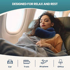 Travel Pillow uses Memory Foam to Support Neck Comfort, car Travel, Compact,Airplane Sleep Pillow Dark Blue