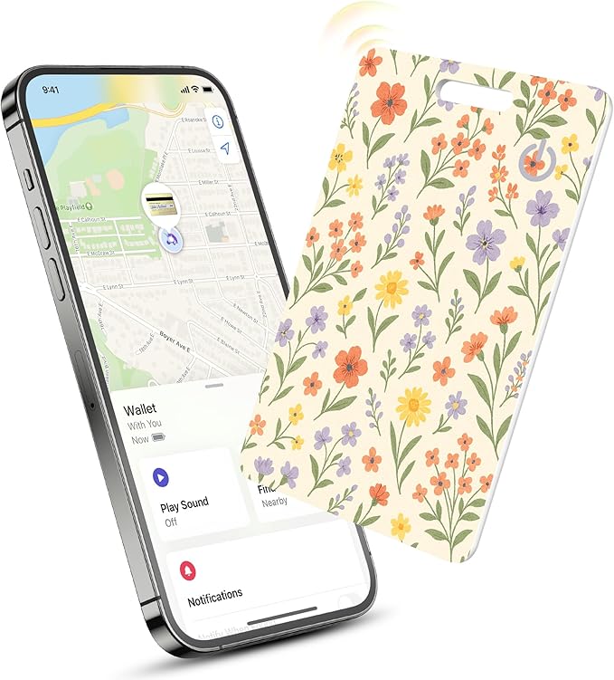 Wallet Tracker Card (iOS Only), Rechargeable Bluetooth Smart Tracking for Apple Find My Compatible Anti Tracker for Men Women Slim Item Locator for Purse Passport Key Luggage Tag (1Pcs/White FLR)