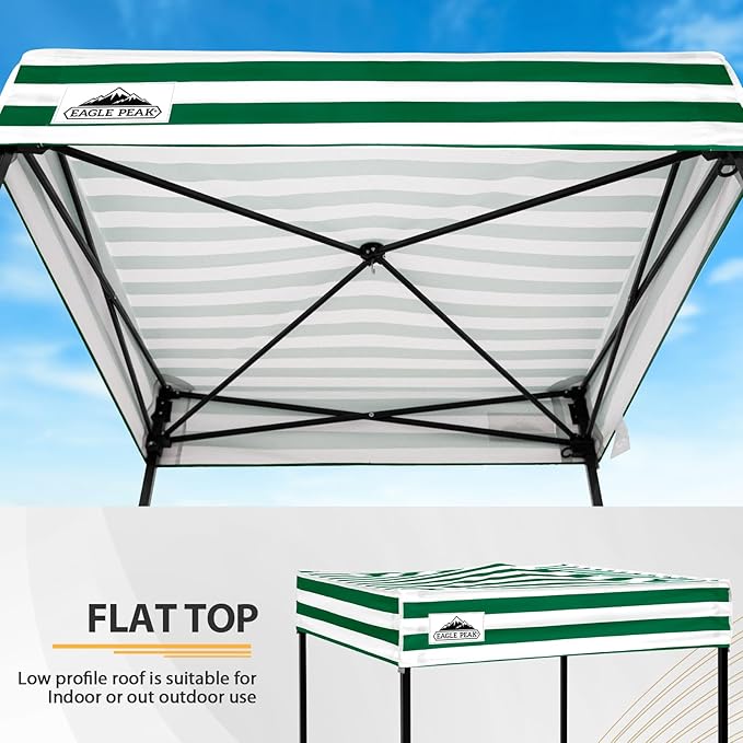 EAGLE PEAK Flex Compact 4x4 Pop-up Canopy Changing Room, Portable Privacy Dressing Room for Indoor Fashion Photoshoots, Camping, or Pool, White/Green