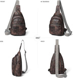 7L Sling Bag For Women Faux Leather Anti Theft Small Casual Daypack Backpack Fanny Pack Crossbody Chest Bags Purse Waterproof Coffee Color