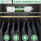 PARTY BARGAINS 72 x 20 Inch Disposable Clear Garment Bags, 50 Pack – Heavy-Duty Plastic Clothes Covers for Suits Dresses Coats, Closet & Travel