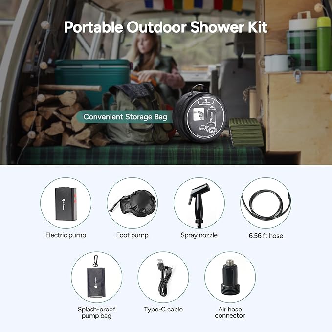 DR.PREPARE Portable Shower for Camping, 4/5 Gallons Camping Shower Bag, Portable Outdoor Shower with Pump for Hiking, Climbing, Pet Cleaning, Car Washing, Beach & Emergency