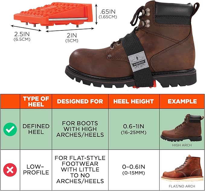 Ergodyne TREX 6317 Mid-Sole Ice Cleats Traction for Heeled Boot, Easily Rotates for Indoors, Driving, Climbing