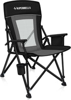 Camping Chair Portable Folding Lawn Chair Comfortable Hard Arm Sturdy for Family Camp, Outdoor, Sports, Beach, Travel, Support 400 lbs, Black&Grey