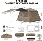 Naturehike Village Instant Tent, 4 Person 8 Person Camping Tent with Full Rainfly, Waterproof Large Cabin Tents for Car Camping