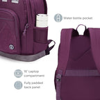 Swissdigital Design Big Student Laptop Backpack with Fun Personalized Patches For College Boy & Girl, Middle High School Teen Bookbag Cool Travel Daypack Purple - Includes 3 Patches | SD1718-51