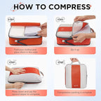 8 Set Compression Packing Cubes for Travel Essentials,Compressible Expandable Packing Cubes for Suitcase,OlarHike Luggage Organizer Bags for Travel,Handy Helper for Organizing Clothes(Orange)