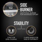 Kenmore 4-Burner Gas Grill with Side Burner, Outdoor BBQ Grill, Propane Gas Grill, Cast Iron Cooking Grates, Electronic Ignition, Warming Rack, Open Cart Design, 53000 BTUs, Stainless Steel and Black