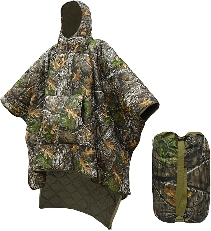 LOOGU Camo Blanket Waterproof Insulation Poncho Liner for Outdoor Camping, Hiking, Hunting, Survival, Backpacking, Picnicking