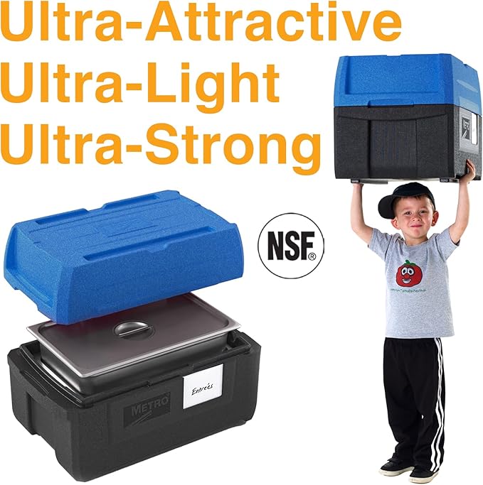 Metro Mightylite ML180XL Top Load Insulated Food Carrier - Professional-Grade Multipurpose Pan Carrier, Insulated Cooler and Food Warmer with Extra Capacity Lid - 45 qt or 5 Pan Capacity