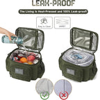 QT&QY Tactical Lunch Bag for Mens Military Heavy Duty Lunch Box Work Leakproof Insulated Durable Thermal Cooler Bag for Adult Meal for Office Camping Picnic Pail MOLLE Webbing Army Green