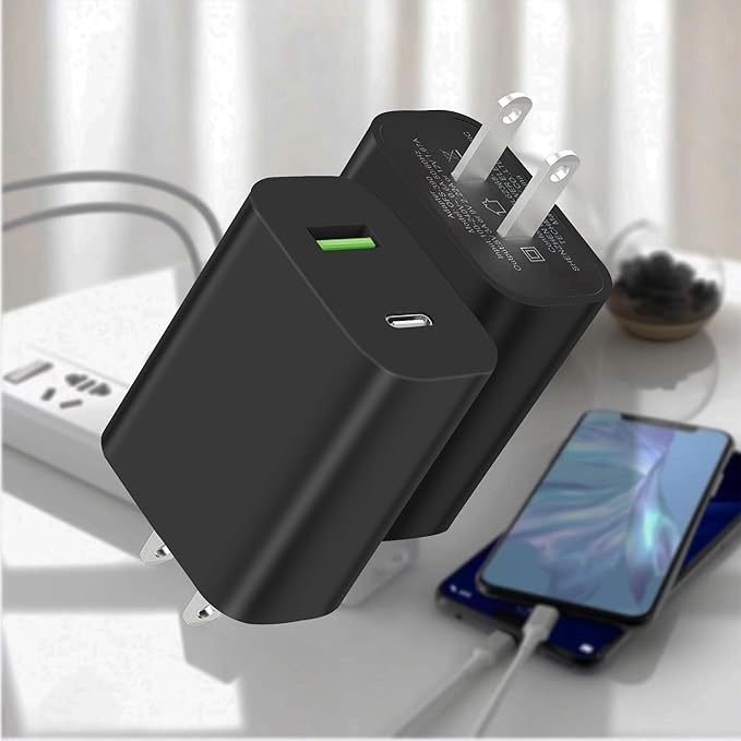 3 Pack USB C Charger Block, Dual Port Type C Wall Charger Fast Charging 20W Power Adapter Cube for iPhone 14/14 Pro/14 Pro Max/14 Plus/13/12/11, XS/XR/X, iPad, Samsung, More