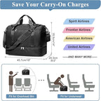 Travel Duffel Bag for Women, Carry-on Overnight Weekender Bags with Wet Pocket & Toiletry Bag, For Spirit Airlines 18x14x8 Personal Item Bag,Small,Black