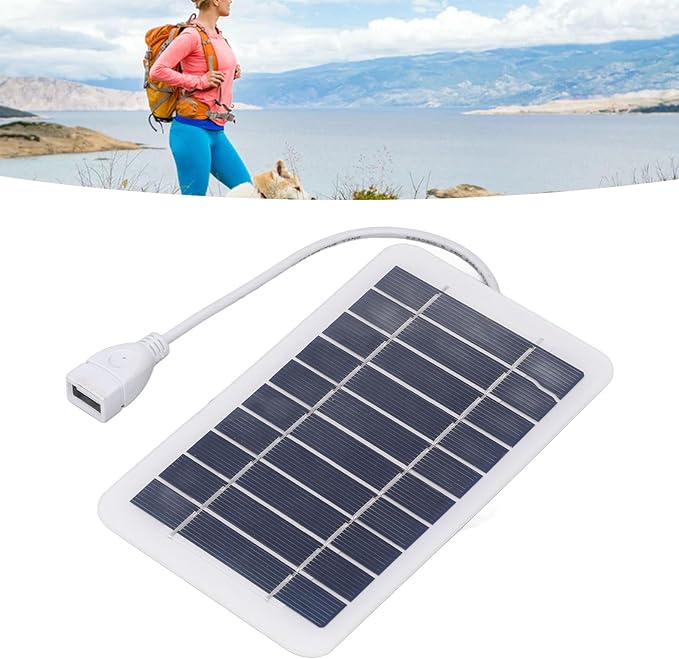 Portable Solar Charger, 2W 5V Cell Phone Solar Charger USB Solar Panel for Camera Mobile Power Pack Outdoor Camping Emergency