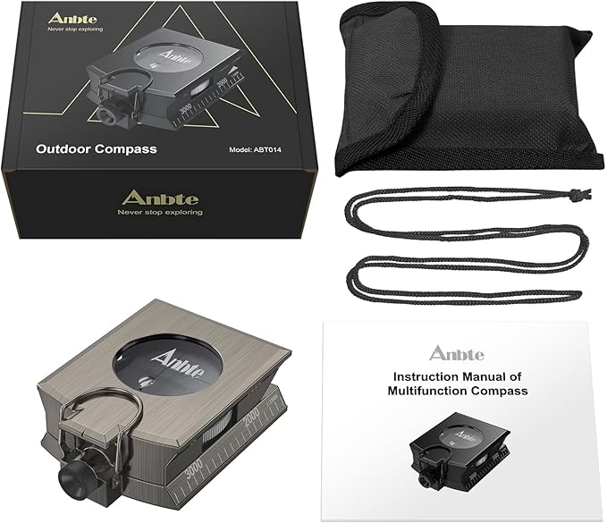 Compass Hiking Survival, IP65 Waterproof Metal Compass with Sighting Clinometer and Carry Bag, Multifunctional, Professional, for Camping Hunting Hiking Navigation