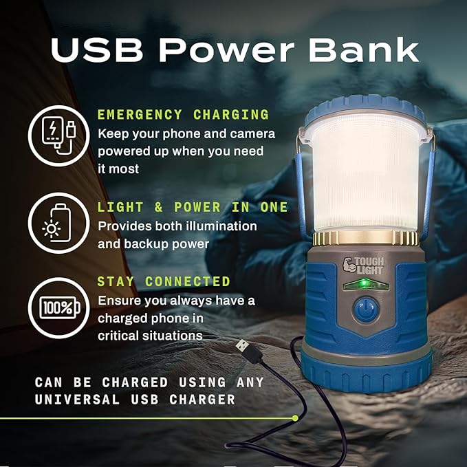USB Rechargeable Camping Lantern, 400 Lumens LED Lantern, Hanging Tent Lamp, 6000mAh Power Bank, 200 Hour, 6 Modes, for Outdoors & Emergency