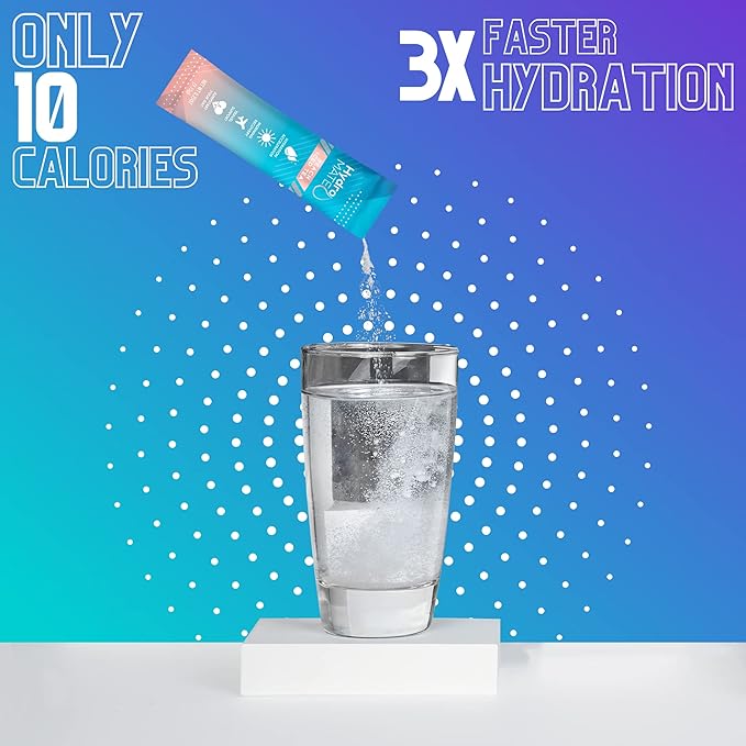 HydroMATE Electrolyte Powder Peach Tea Hydration Packets Low Sugar 16 Count