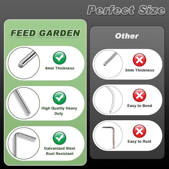 FEED GARDEN 7 Inch Tent Stakes 18 Pack Yard Inflatable Stakes for Outdoor Decorations Metal Pegs Heavy Duty Garden Hooks Camping Tent Spikes for Canopies, Tarp and Outdoor Christmas Decorations
