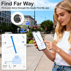Tracker Tags-4 Pack and 4 Free Leather Keychain Holder (Christmas Series) Work with Apple Find My (iOS Only), Bluetooth Tracker Key Finder, Replaceable Battery Smart Tag for Keys, Wallet, Luggage etc