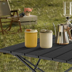Folding Camping Table, Ultralight Aluminum Folding Beach Table with Carry Bag, Portable Camping Table Foldable for Outdoor Cooking, Camping, Picnic, Travel (Black Medium 22")