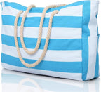 Becokan Beach Bags for Women Large Waterproof Beach Tote Bag Zipper Beach Bags Waterproof Sandproof Swim Pool Bag Large Tote