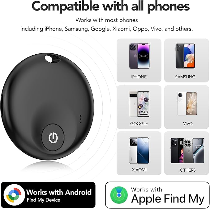 Air Tracker Tags-1 Pack: Bluetooth Tracker Tag, Item Finder Works with Find My App, Trakcer Tag Locator for Your Keys, Wallet, Luggage, Backpack, and More. (Black-Dual, 1Pack)