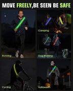Zacro LED Reflective Sash Light Up Vest for Night Walking with 5 Colors & 4 Light Modes, Rechargeable High Visibility Neon Safety Gear for Men Women Dog Walking