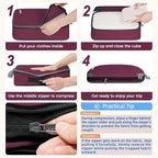 BAGAIL 4 Set/6 Set/8 Set Compression Packing Cubes Travel Accessories Expandable Packing Organizers (Cloth Pattern, 4-Burgundy)